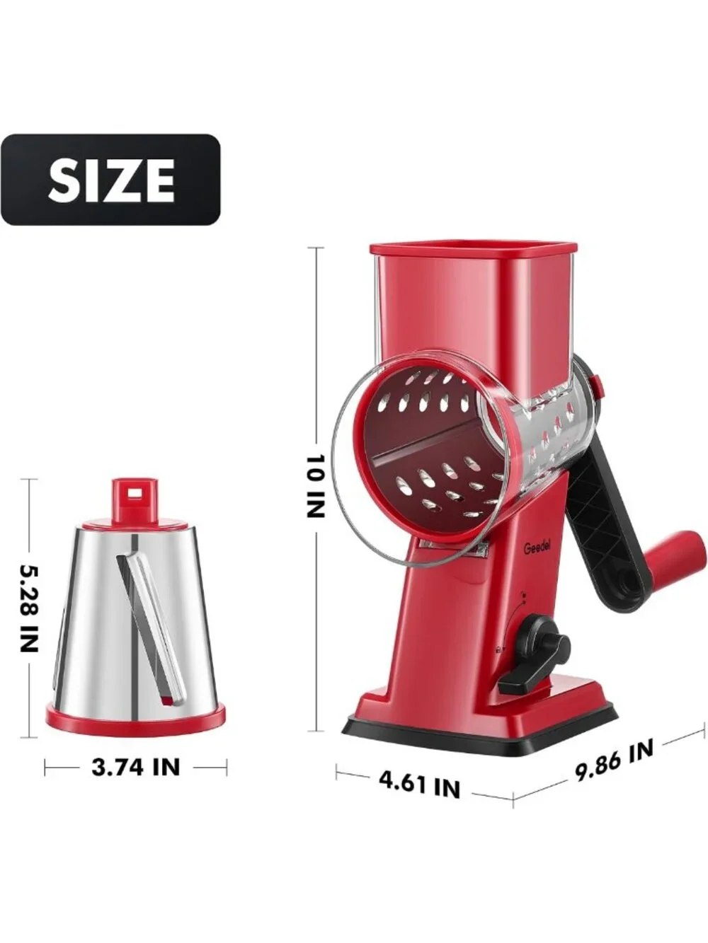 Upgraded Rotary Cheese Grater & Vegetable Shredder Slicer - Hand Crank Kitchen